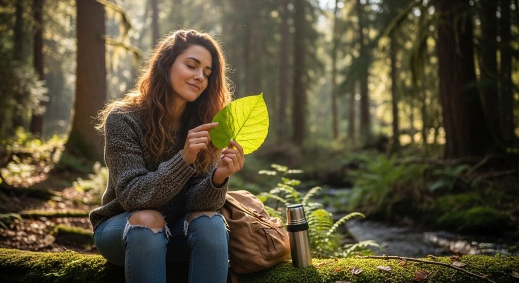 A person enjoying a peaceful moment in nature without screens, illustrating the importance of taking tech-free breaks to recharge the mind.
